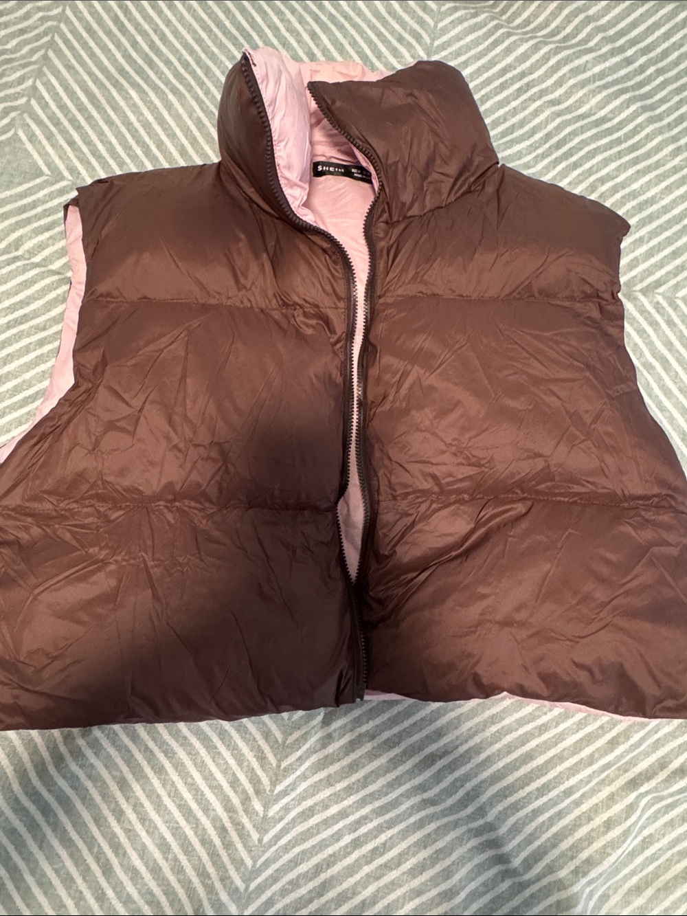 Reversible Pink and Brown Puffer Vest - Women’s Lightweight Outerwear